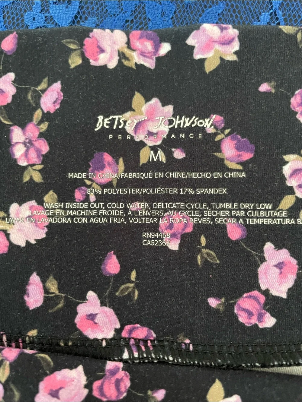 Betsy Johnson Rose Print Crossover Leggings, Size M